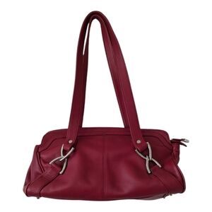 2/$20 Soprano Genuine Leather Red Baguette Shoulder Bag Purse
